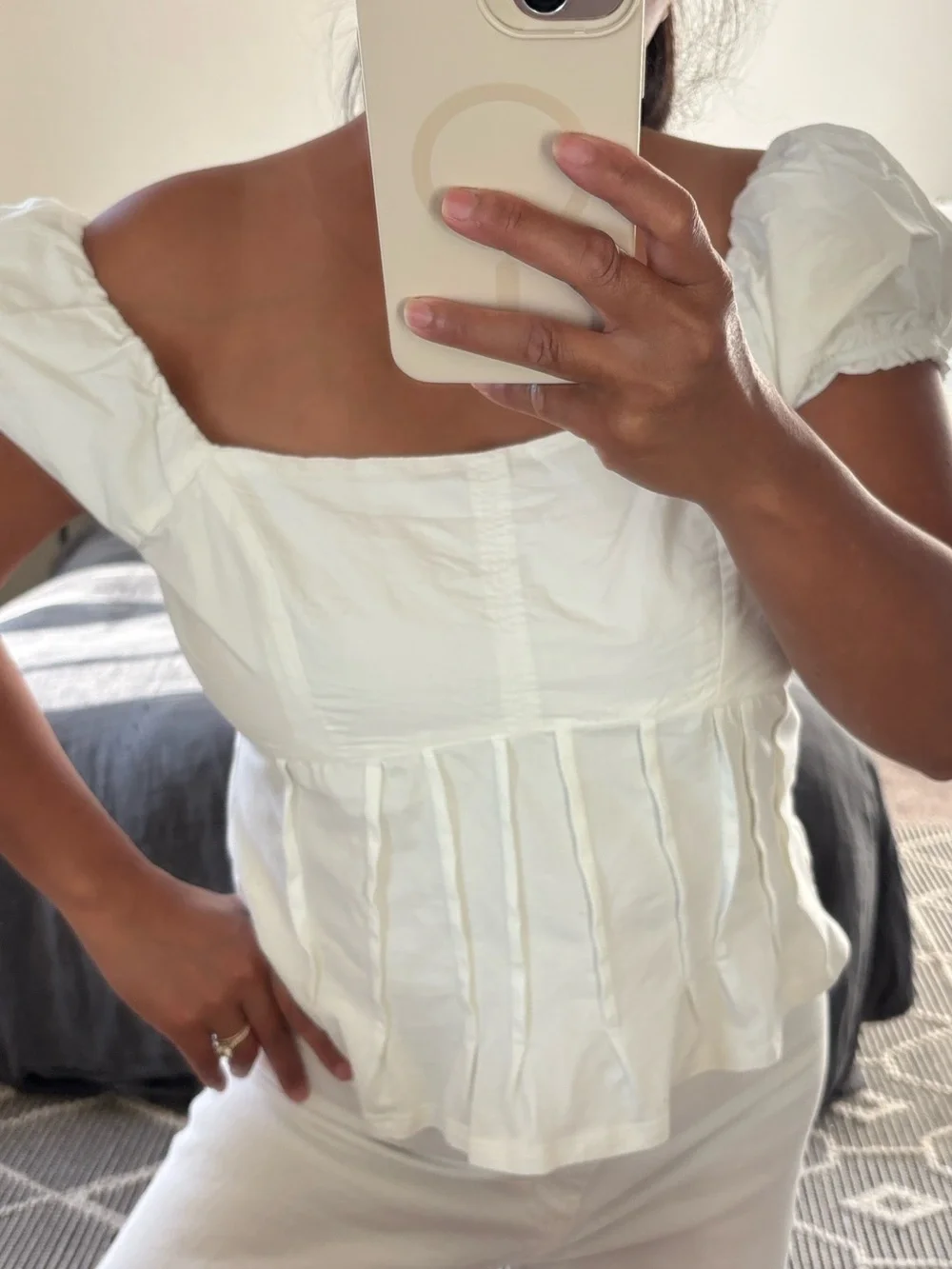 Anthropologie puffed corset Square-Neck top